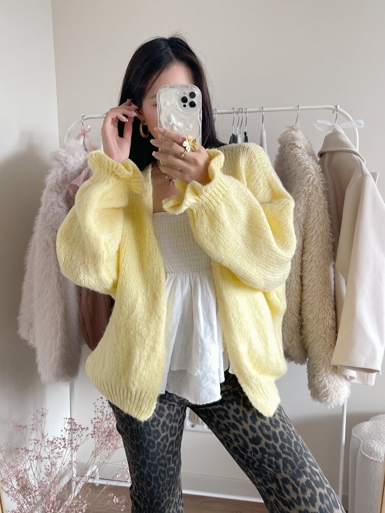 Celia Ruffle Knit Cardigan / Yellow