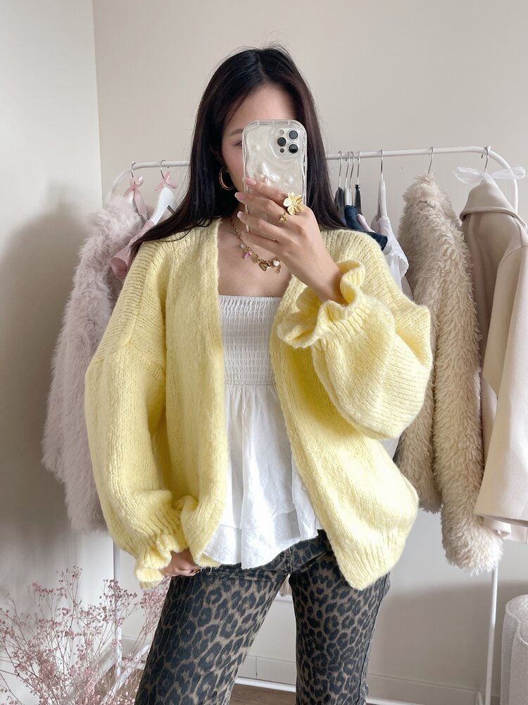 Celia Ruffle Knit Cardigan / Yellow