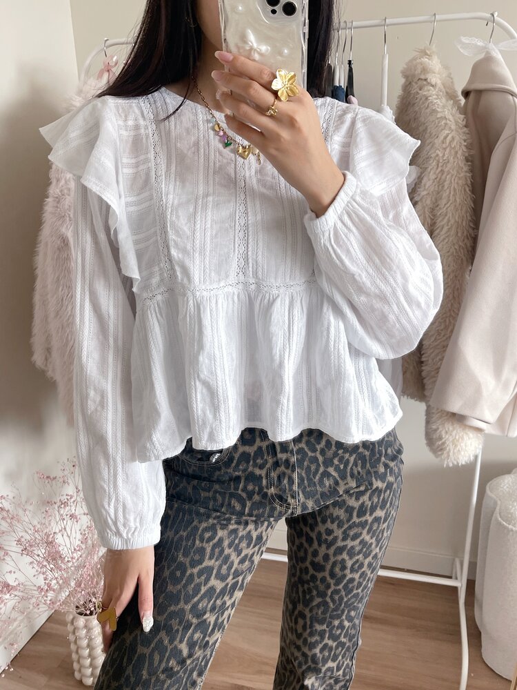 Salina Embroidered Blouse / White