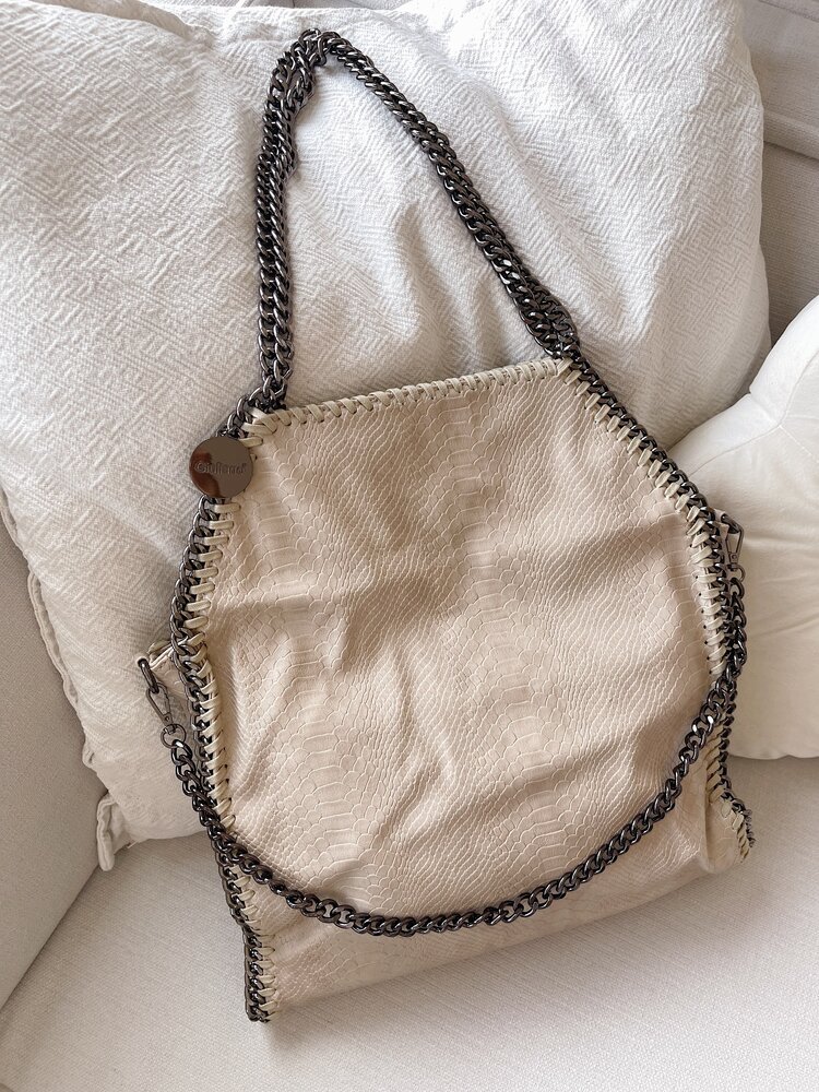 Mathea Croco Chain Shoulder Bag / Beige