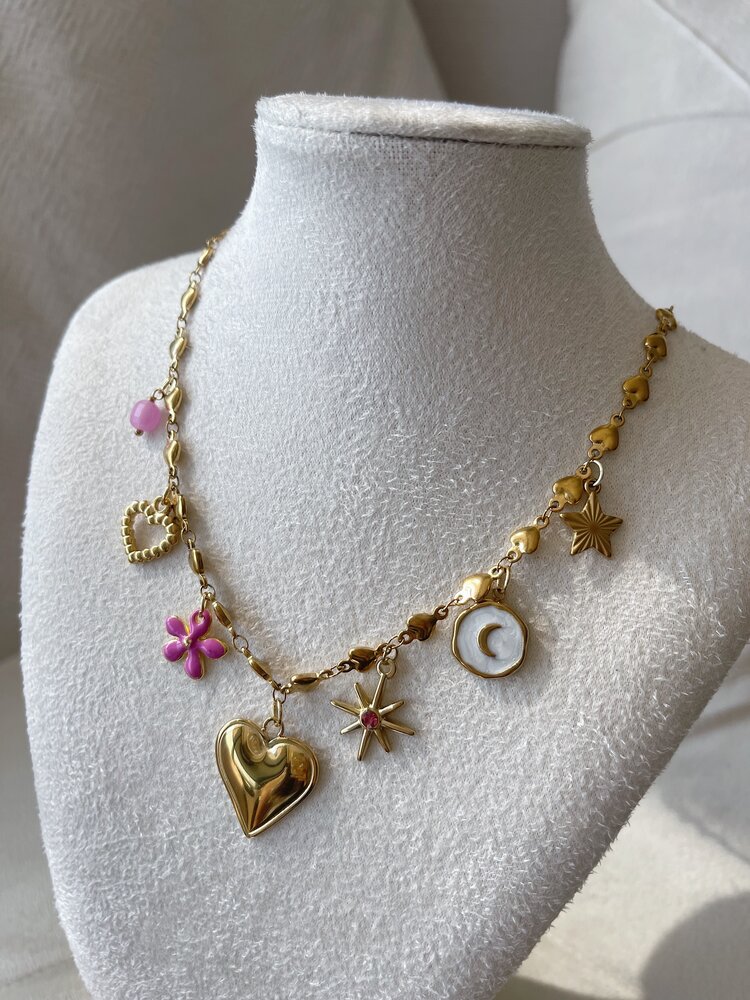 Gold 7 Mixed Charms Necklace / Type B5