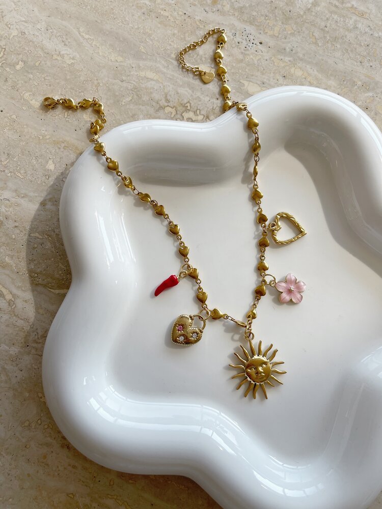 Gold 5 Mixed Charms Necklace / Type A8