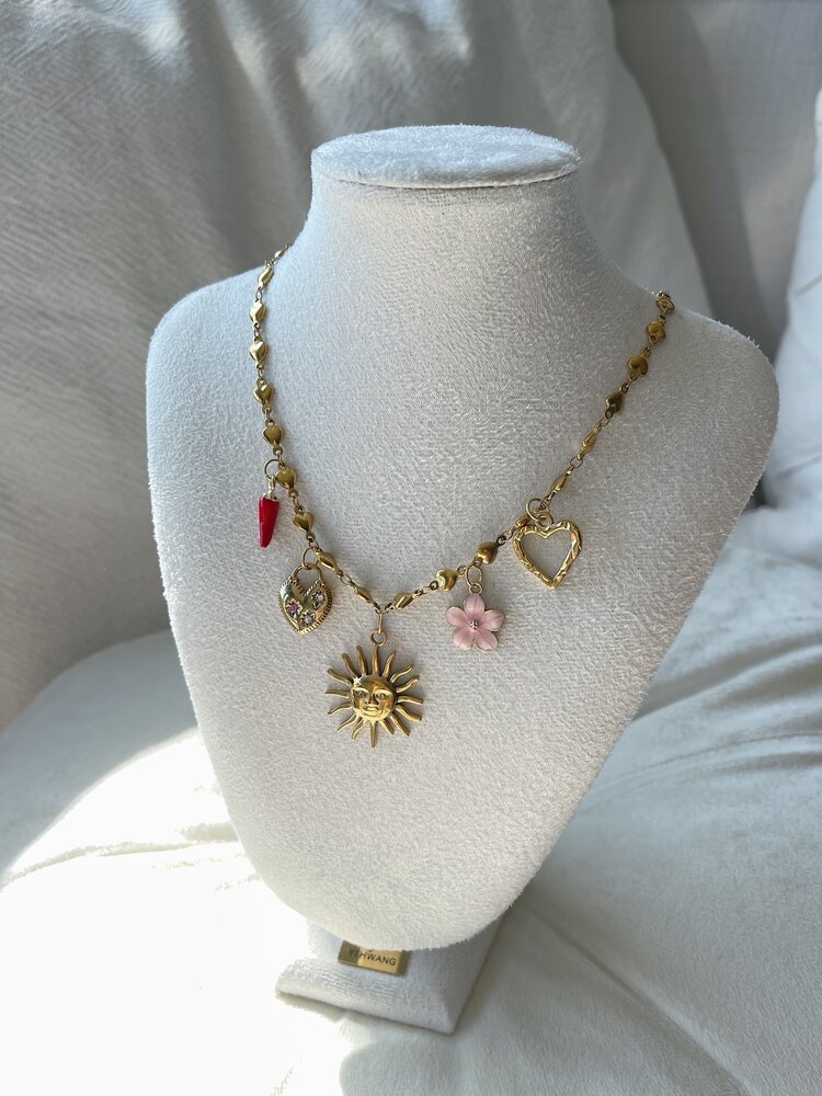 Gold 5 Mixed Charms Necklace / Type A8