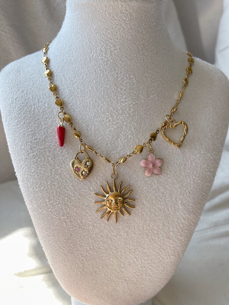 Gold 5 Mixed Charms Necklace / Type A8