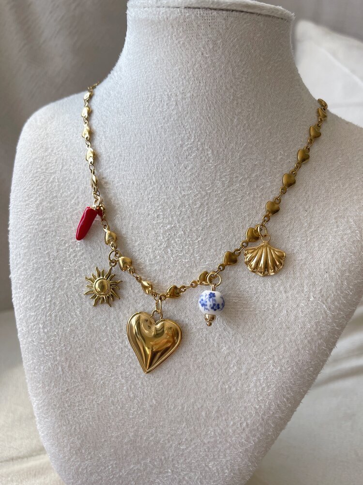 Gold 5 Mixed Charms Necklace / Type B1