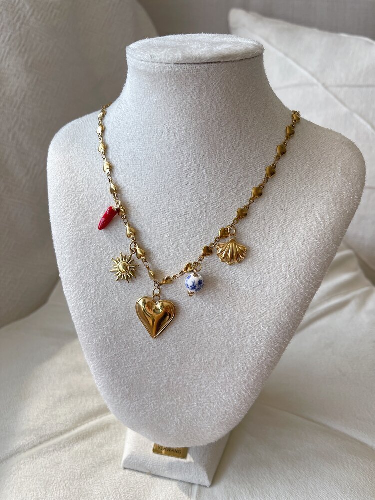 Gold 5 Mixed Charms Necklace / Type B1