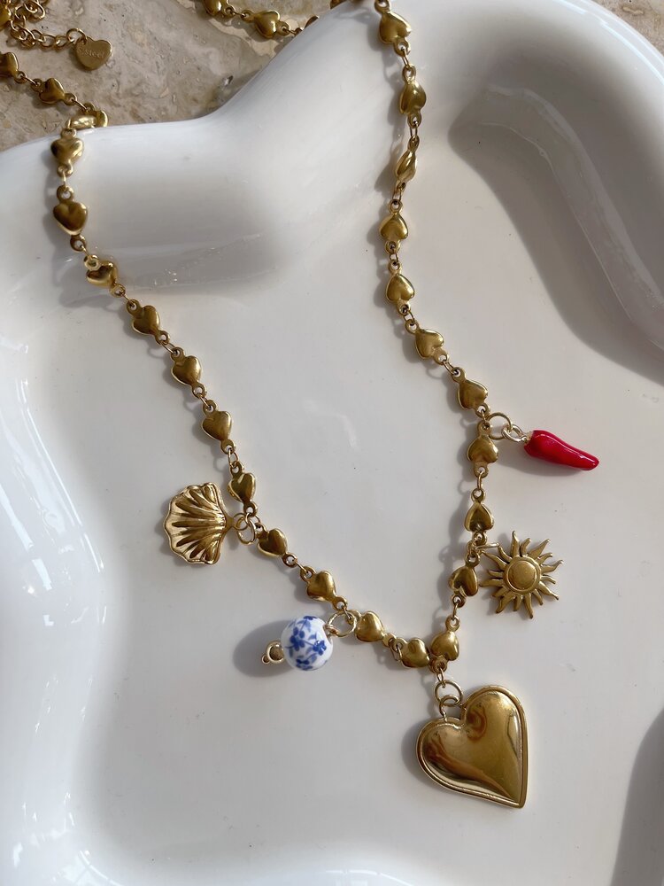 Gold 5 Mixed Charms Necklace / Type B1