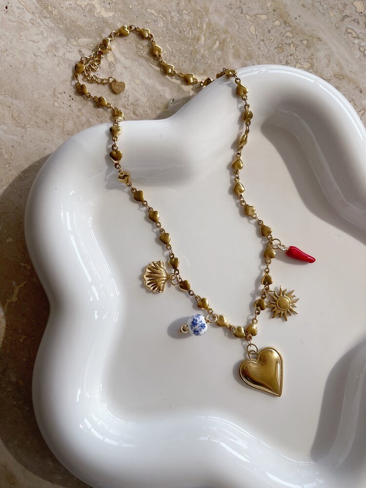 Gold 5 Mixed Charms Necklace / Type B1