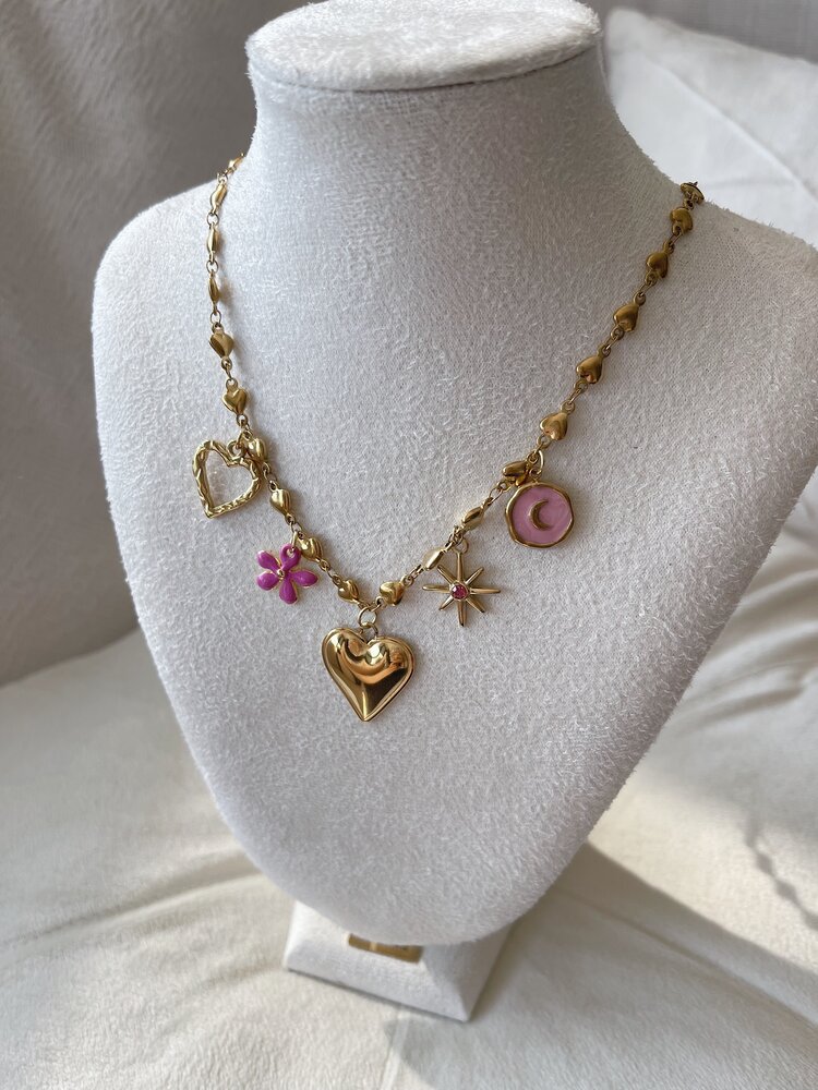 Gold 5 Mixed Charms Necklace / Type B2