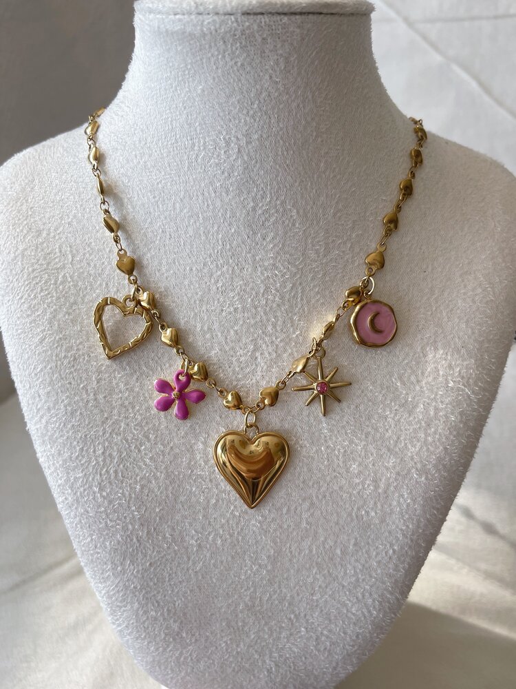 Gold 5 Mixed Charms Necklace / Type B2