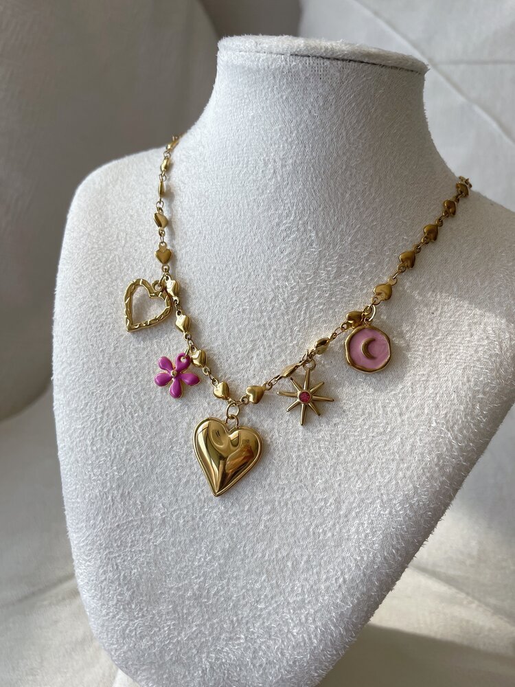 Gold 5 Mixed Charms Necklace / Type B2