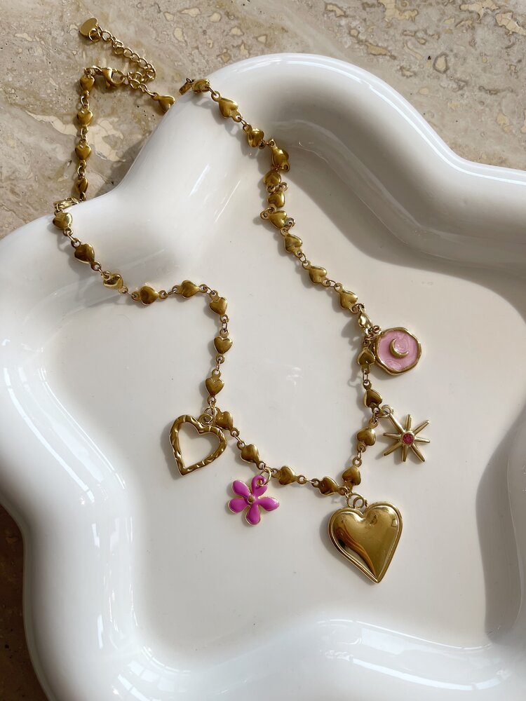 Gold 5 Mixed Charms Necklace / Type B2