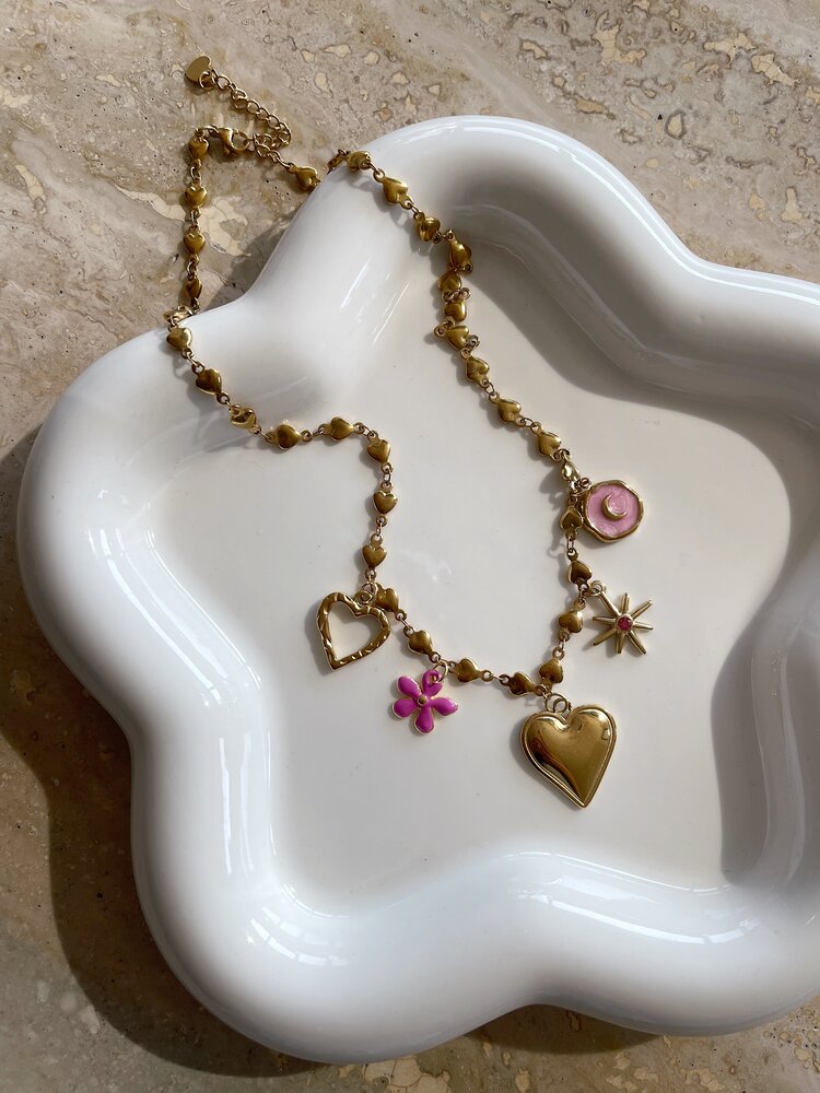Gold 5 Mixed Charms Necklace / Type B2