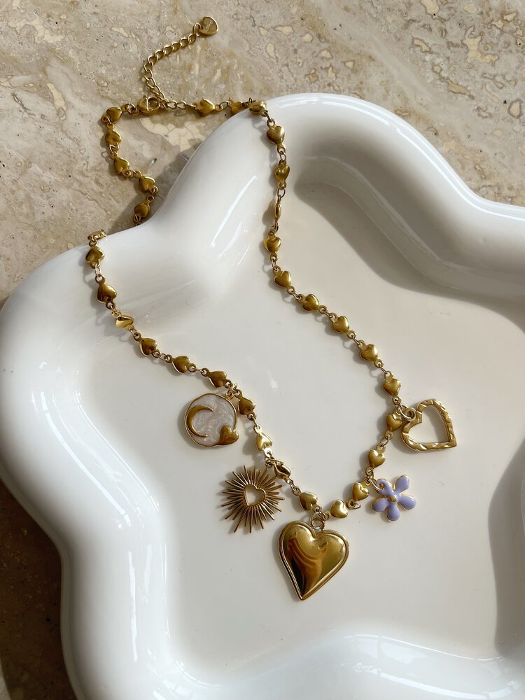 Gold 5 Mixed Charms Necklace / Type B3