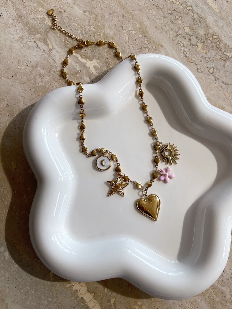 Gold 5 Mixed Charms Necklace / Type B4