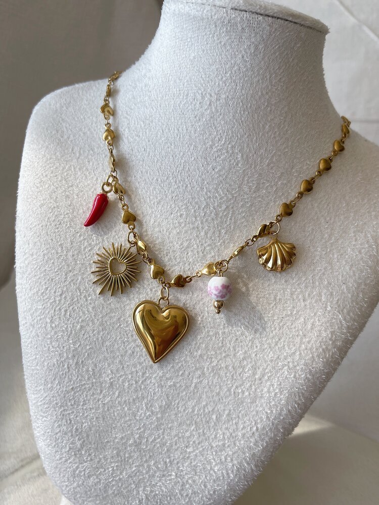 Gold 5 Mixed Charms Necklace / Type B5