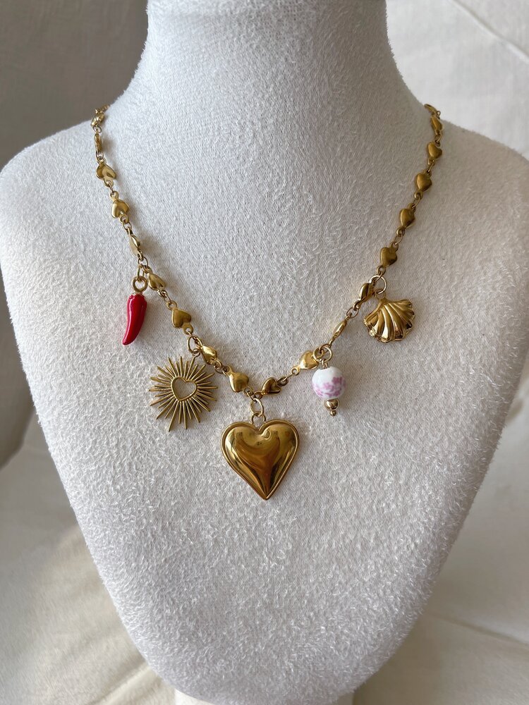 Gold 5 Mixed Charms Necklace / Type B5