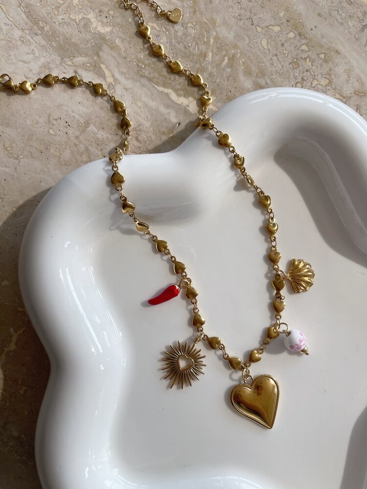 Gold 5 Mixed Charms Necklace / Type B5