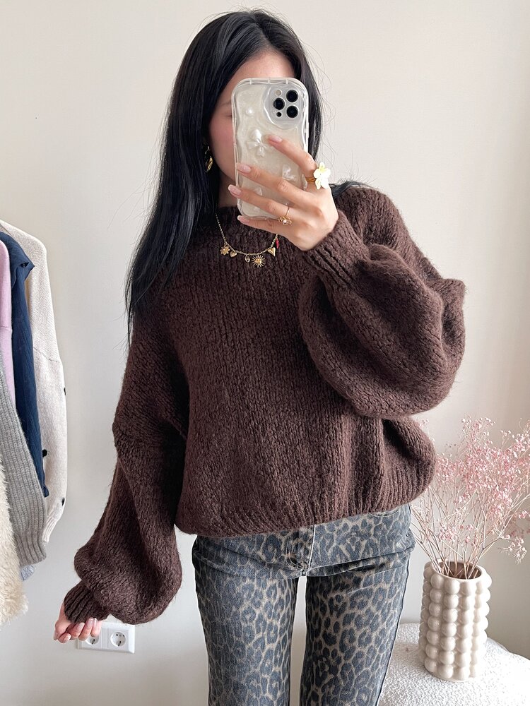 Caro Oversized Knit Sweater / Brown