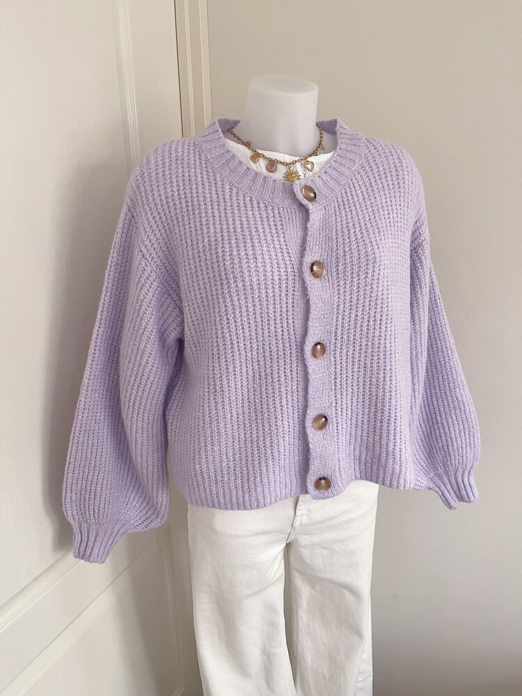 Mathilde Button Knit Cardigan / Lilac