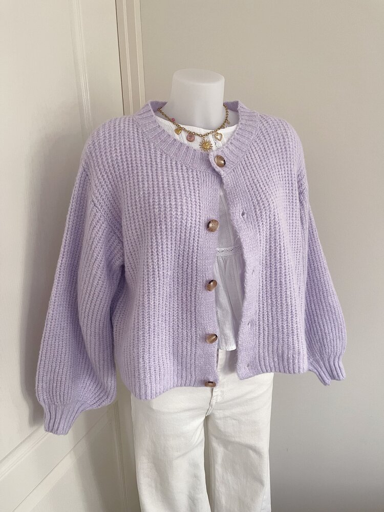 Mathilde Button Knit Cardigan / Lilac