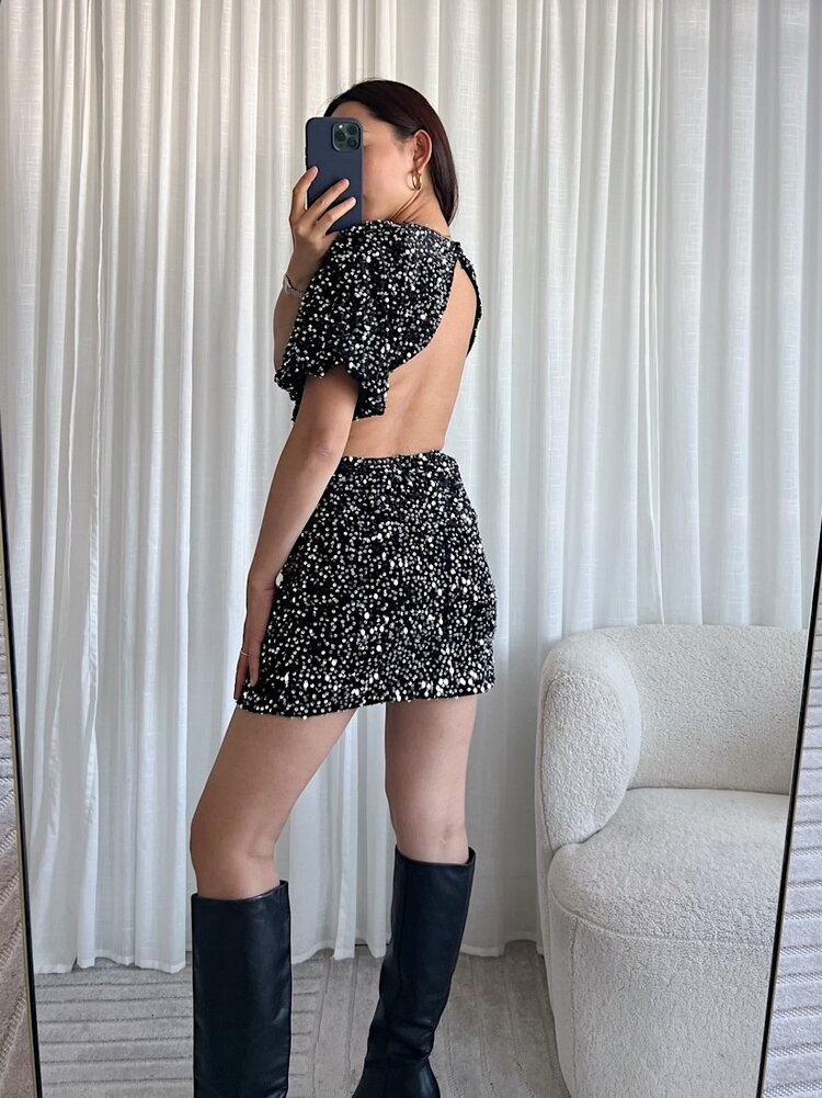 Mila Sequin Dress / Silver