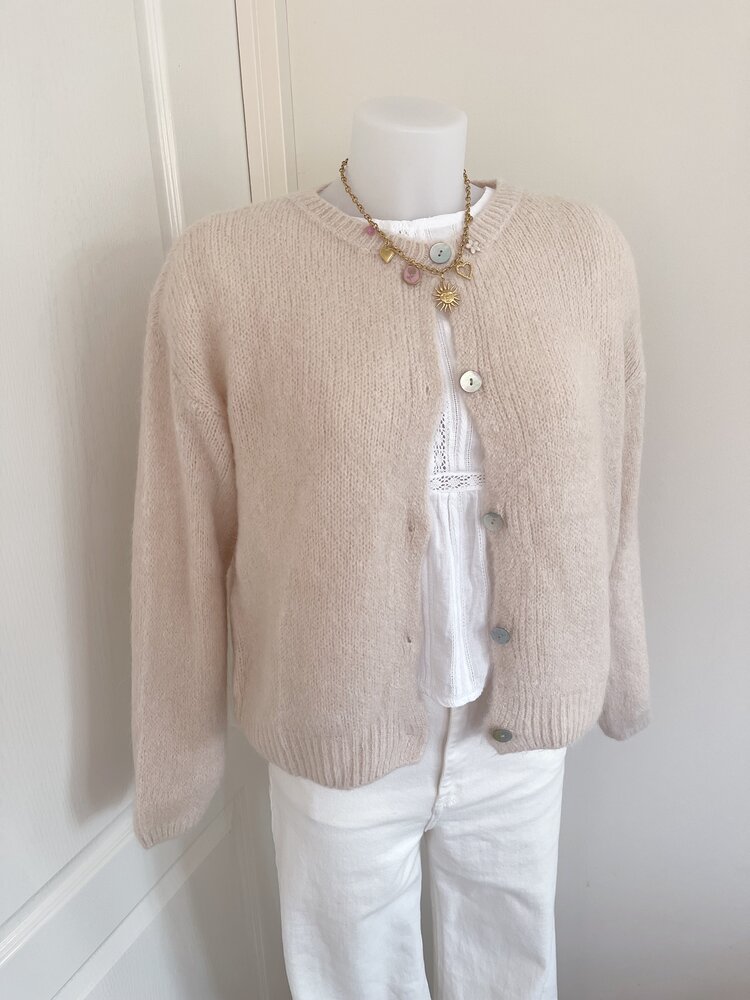 Lydia Fluffy Knit Cardigan / Beige