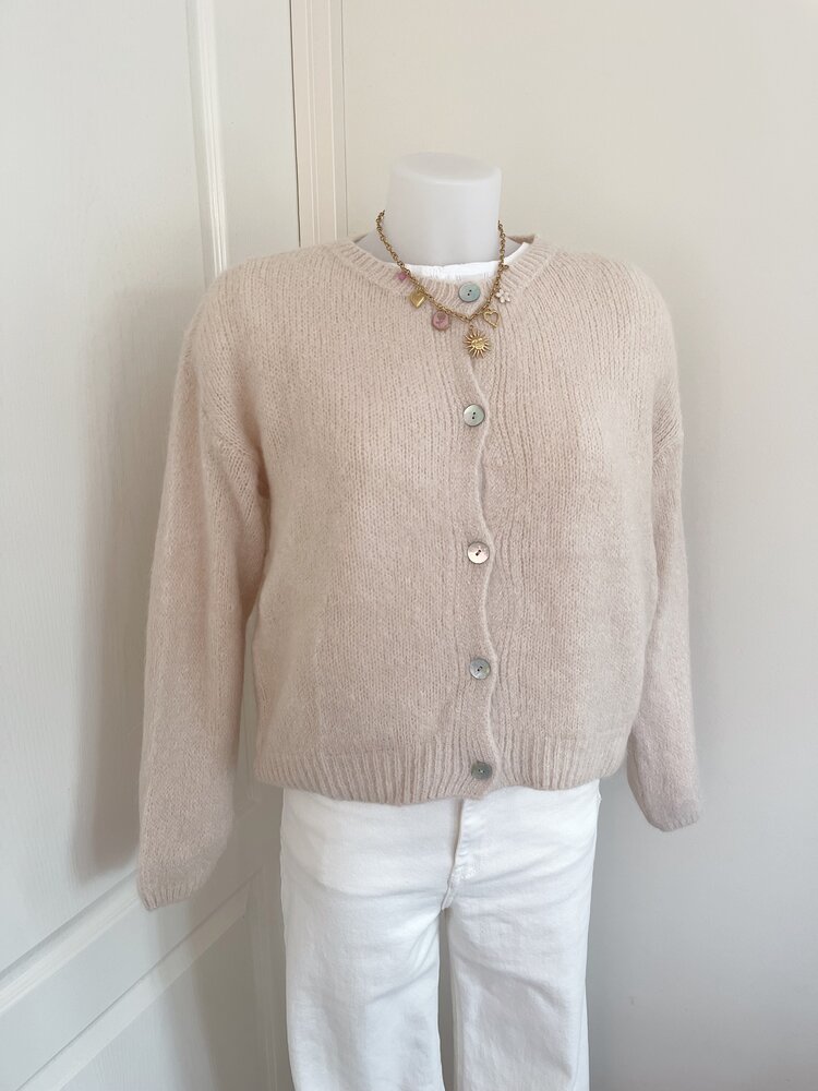 Lydia Fluffy Knit Cardigan / Beige