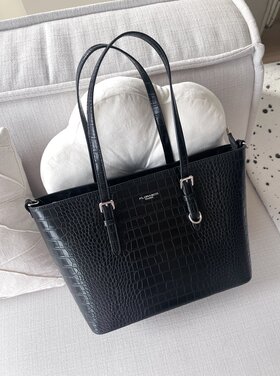 Flora Croco Shoulder Bag / Black