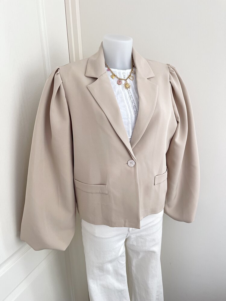 Janna Long Balloon Sleeve Blazer / Beige
