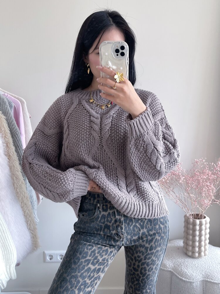 Neela Oversized Knit Sweater / Taupe