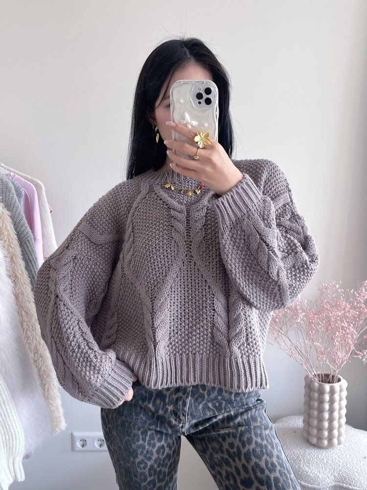 Neela Oversized Knit Sweater / Taupe