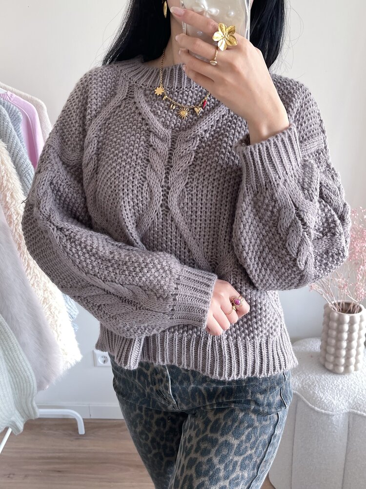 Neela Oversized Knit Sweater / Taupe