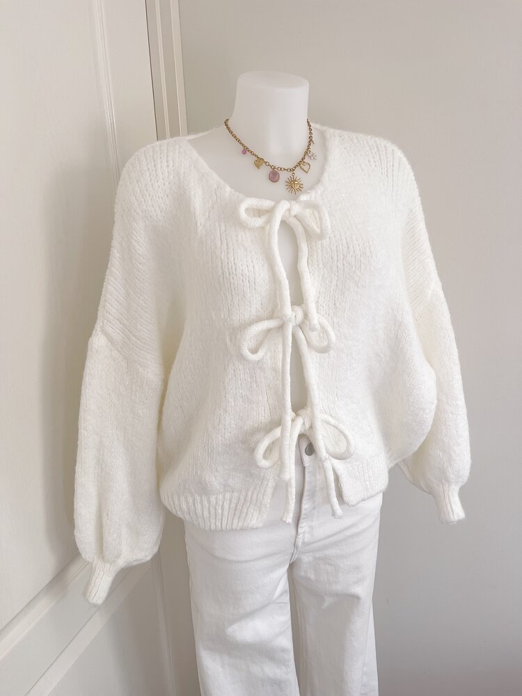 Nimi Bow Knit Sweater / White