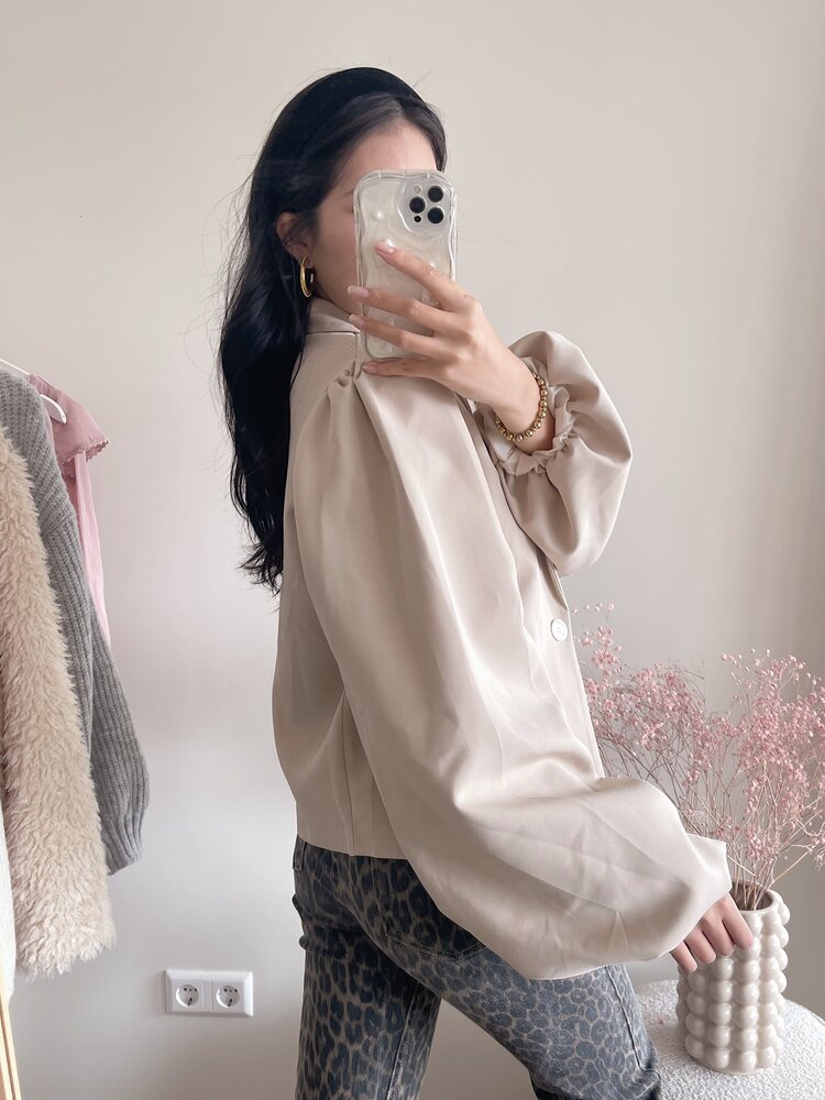 Janna Long Balloon Sleeve Blazer / Beige