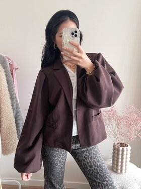 Janna Long Balloon Sleeve Blazer / Brown