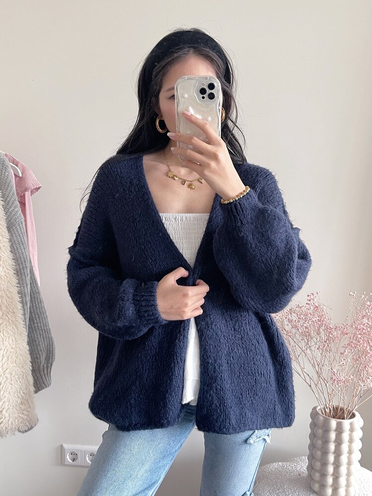 Amber Knit Cardigan / Navy Blue