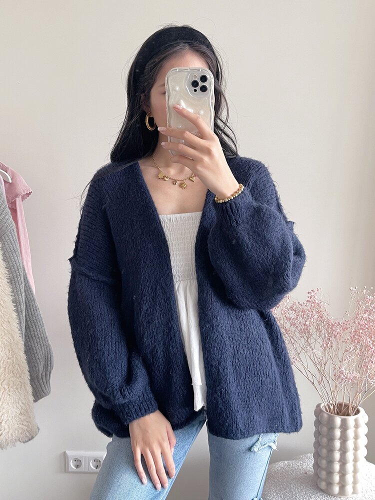 Amber Knit Cardigan / Navy Blue
