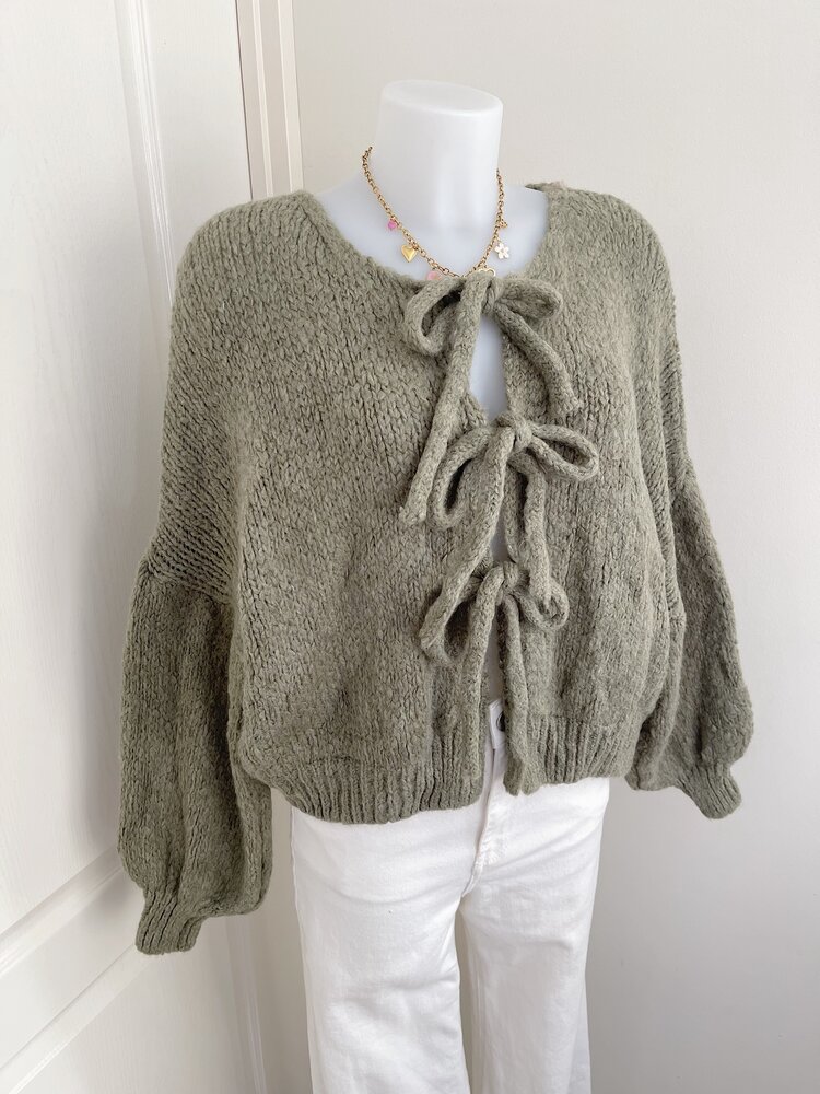 Nimi Bow Knit Sweater / Army Green