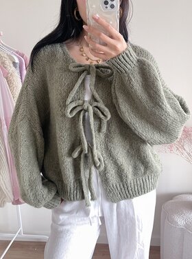 Nimi Bow Knit Sweater / Army Green