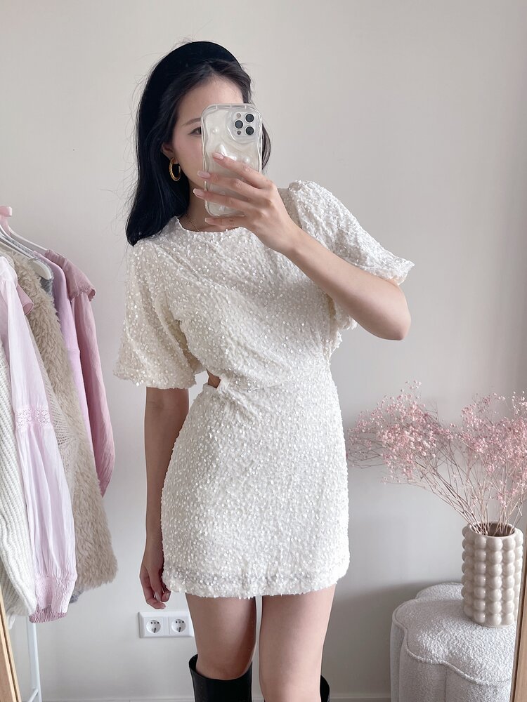 Mila Sequin Dress / Cream