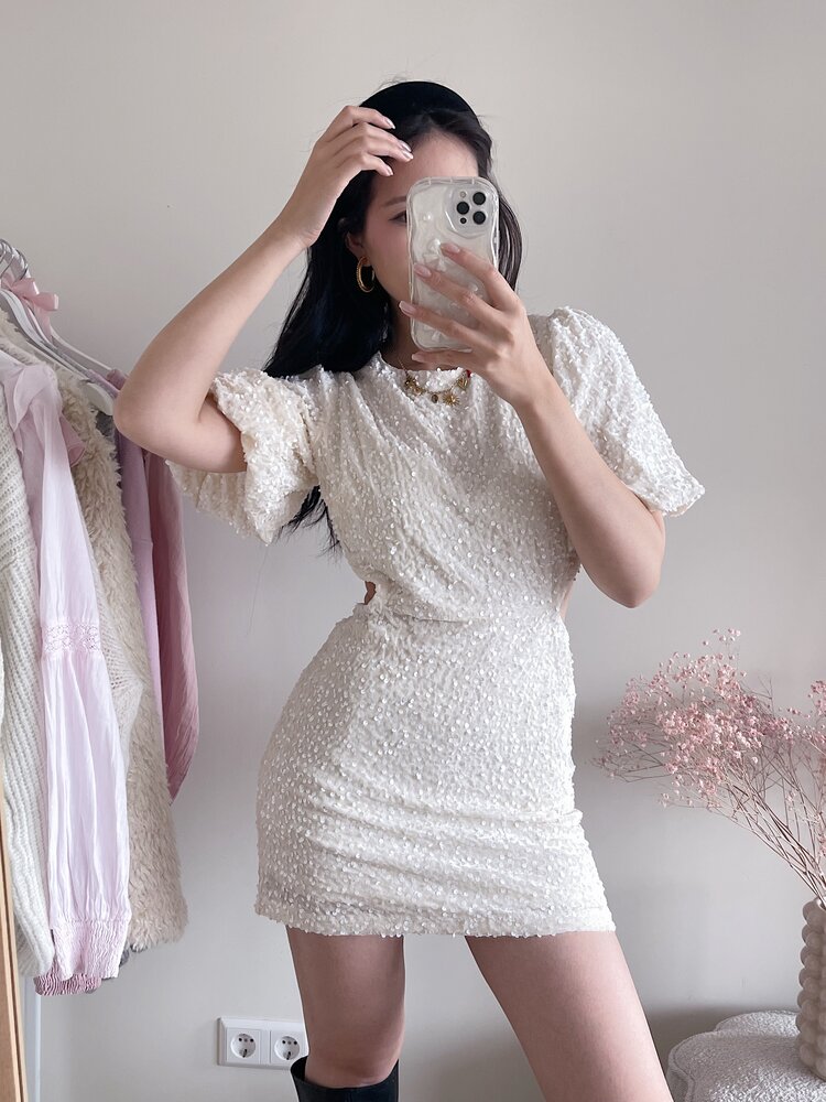 Mila Sequin Dress / Cream