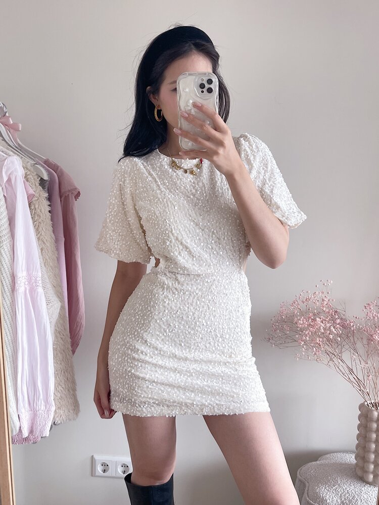 Mila Sequin Dress / Cream