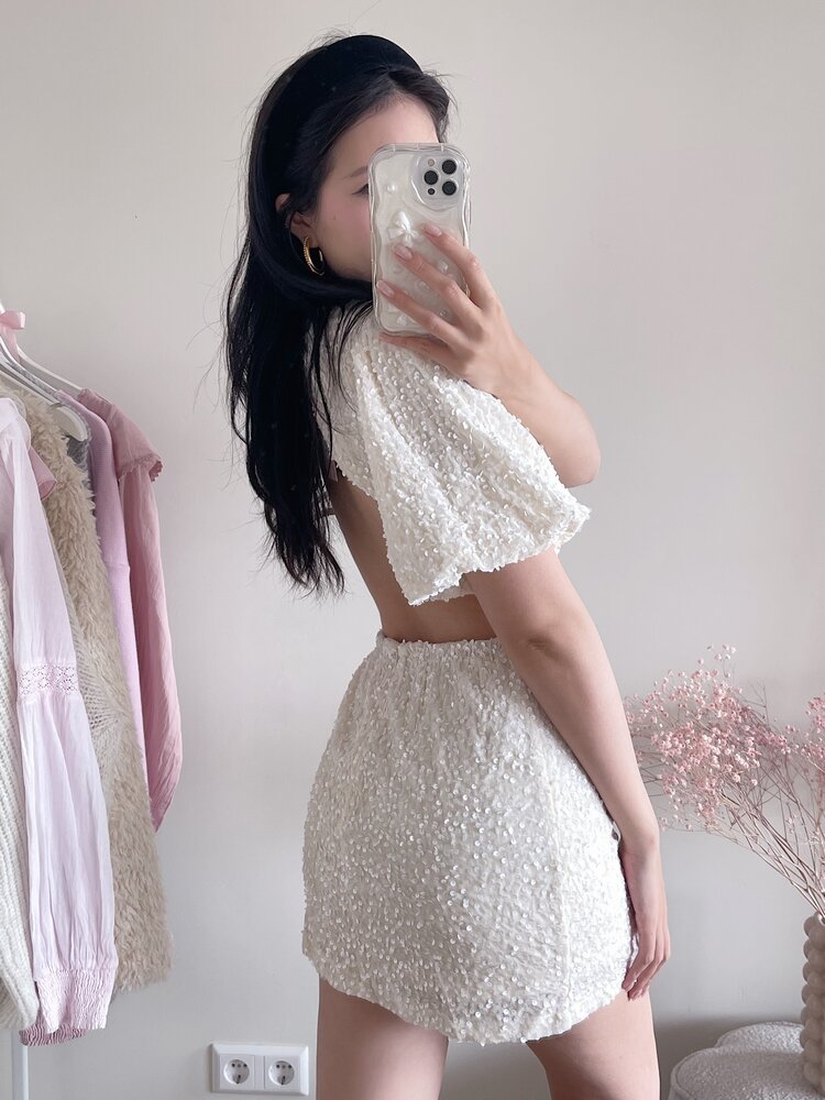Mila Sequin Dress / Cream