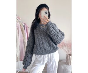 NKNIT ♡cable 2way KNIT GRAY Drew Cable Knit Sweater - Heather Grey | Fashion Nova