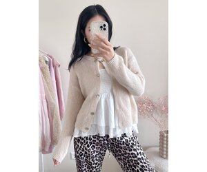 Lydia Fluffy Knit Cardigan / Beige - Hello My Love