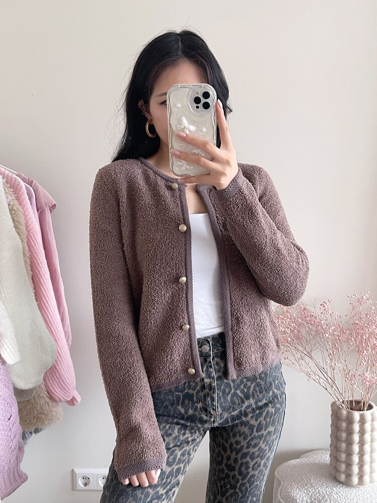 Zoey Teddy Cardigan / Brown