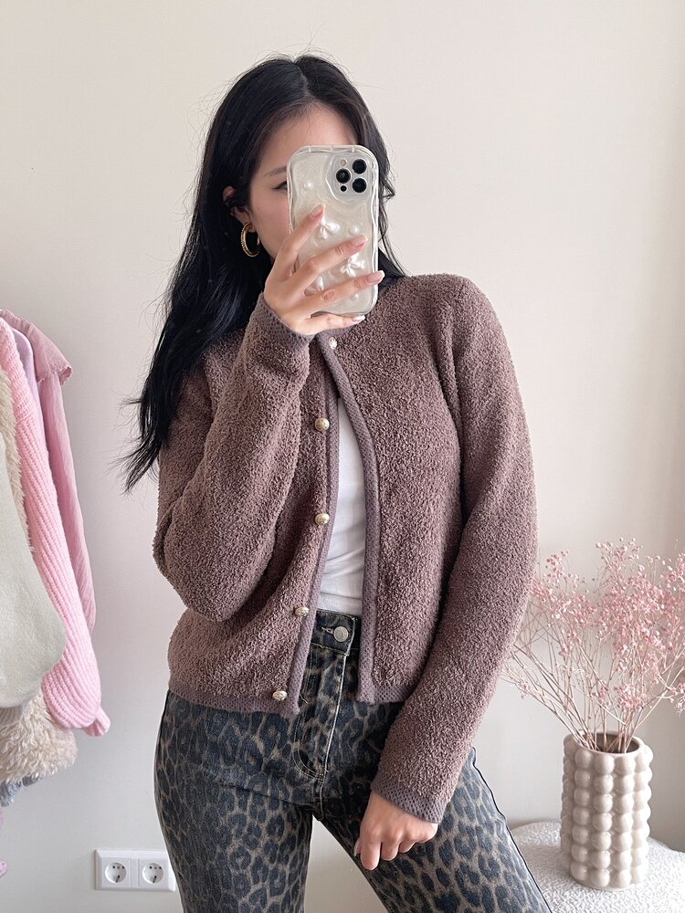 Zoey Teddy Cardigan / Brown