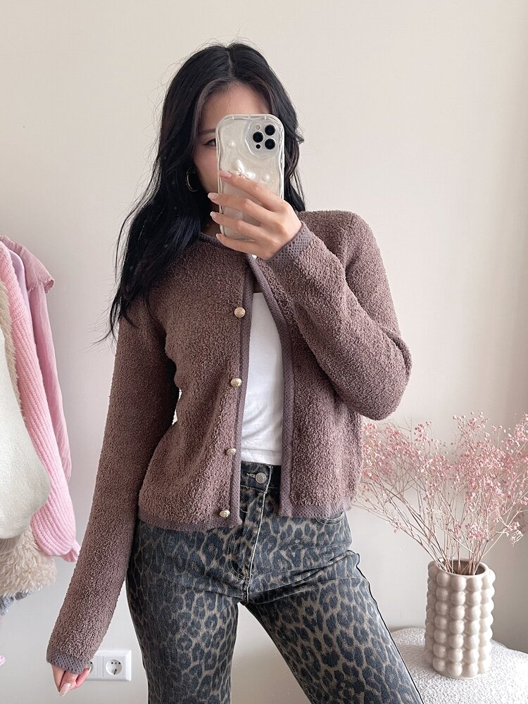 Zoey Teddy Cardigan / Brown
