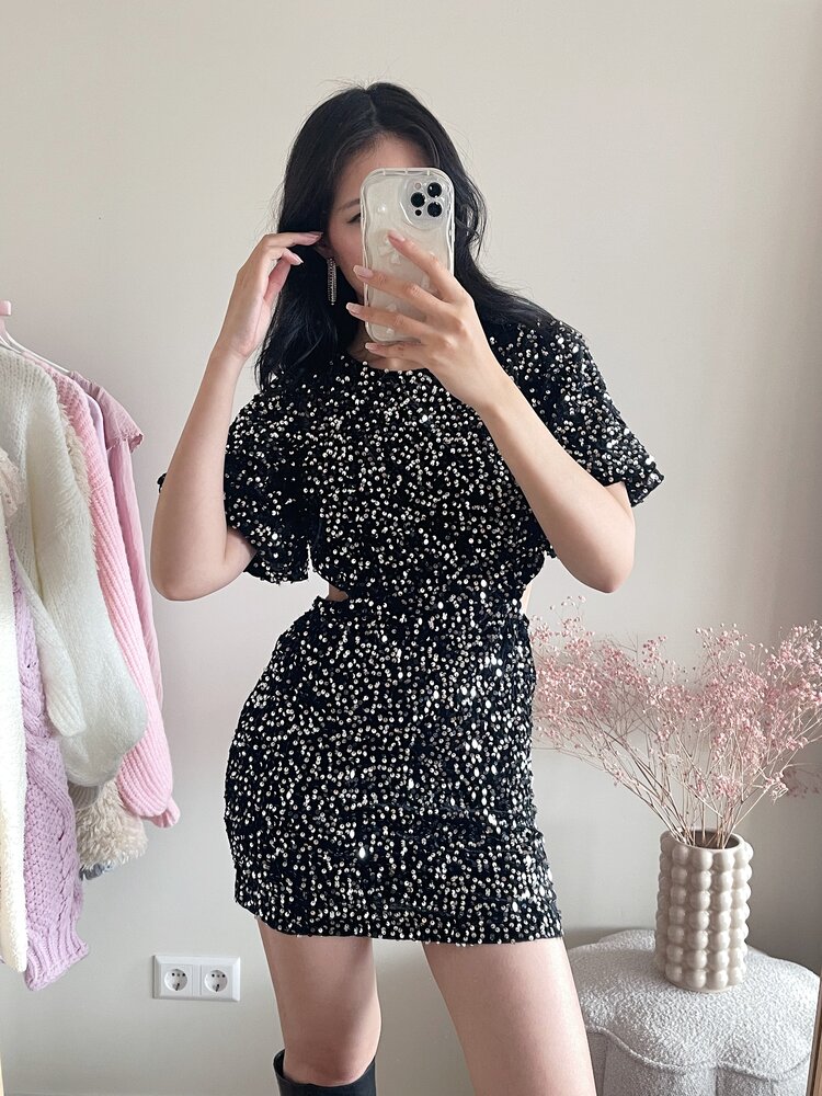 Mila Sequin Dress / Silver